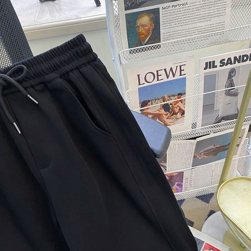 280 그램 후아 면 복합 우유 실크 허리밴드 펌프 로프 운동 넓은 다리 스트레이트 웨이 바지 캐주얼 긴 바지 트렌디 상세 이미지 11