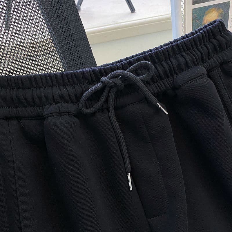 280g 후아 면 복합 우유 실크 허리밴드 운동 넓은 다리 스트레이트 캐주얼 단색 조수 브랜드 긴 바지 상세 이미지 11