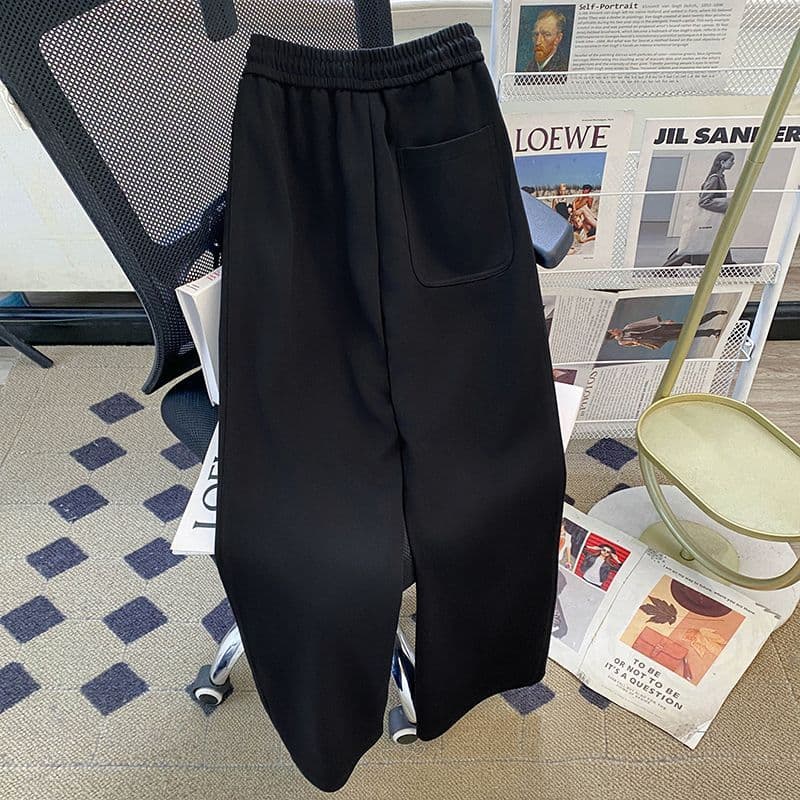 280g 후아 면 복합 우유 실크 허리밴드 운동 넓은 다리 스트레이트 캐주얼 단색 조수 브랜드 긴 바지 상세 이미지 13