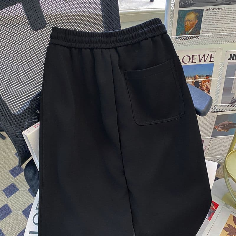 280g 후아 면 복합 우유 실크 허리밴드 운동 넓은 다리 스트레이트 캐주얼 단색 조수 브랜드 긴 바지 상세 이미지 14