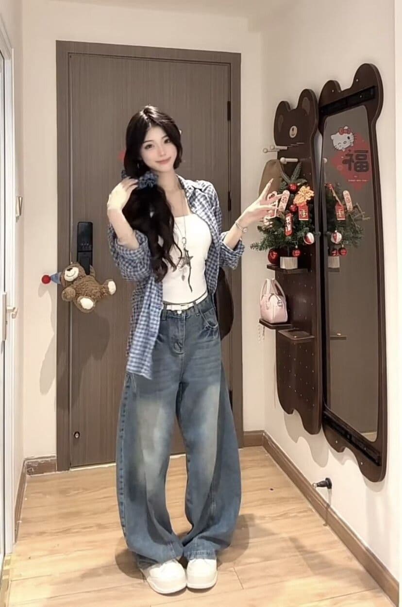 벨트 머리카락 서클 한 부서 품격 긴팔 여성 셔츠 봄 가을 디자인 센스 캐주얼 다용도 슬림해 보이는 체크무늬 재킷 상세 이미지 9