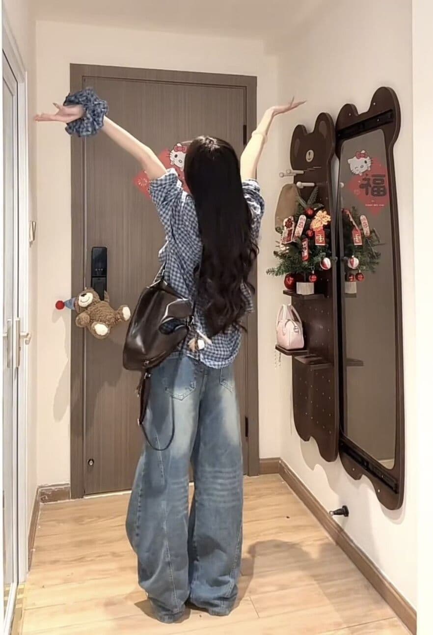 벨트 머리카락 서클 한 부서 품격 긴팔 여성 셔츠 봄 가을 디자인 센스 캐주얼 다용도 슬림해 보이는 체크무늬 재킷 상세 이미지 10