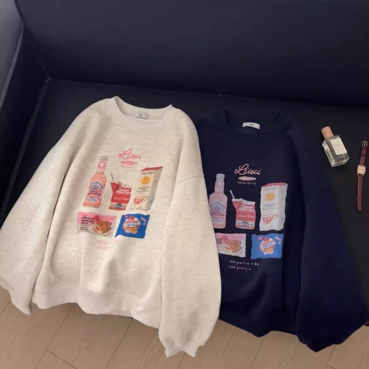 경관 그림 모방 Mianhua 면 복합 얇은 스타일 310g 털이 있는 400g 라운드 넥 후드티 여성 가을 겨울 국경 간 조수 브랜드 맨위 상세 이미지 6