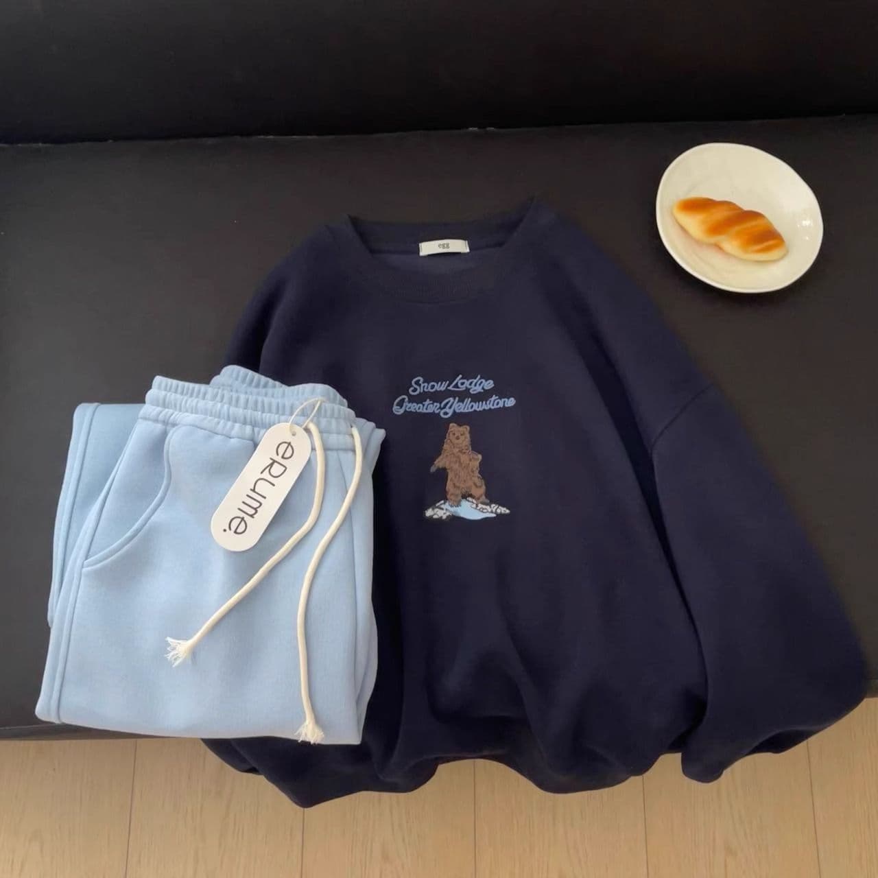 경관 그림 모방 Mianhua 면 복합 얇은 스타일 310g 털이 있는 400g 라운드 넥 후드티 여성 가을 겨울 국경 간 조수 브랜드 맨위 이미지 2