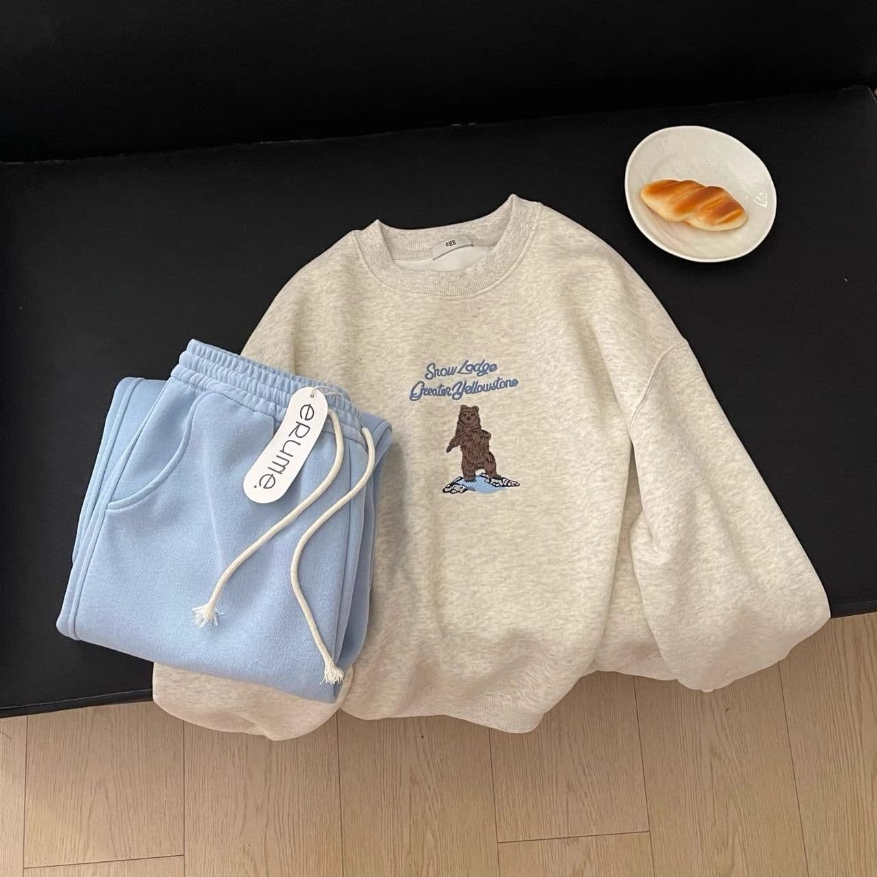 경관 그림 모방 Mianhua 면 복합 얇은 스타일 310g 털이 있는 400g 라운드 넥 후드티 여성 가을 겨울 국경 간 조수 브랜드 맨위 상세 이미지 3