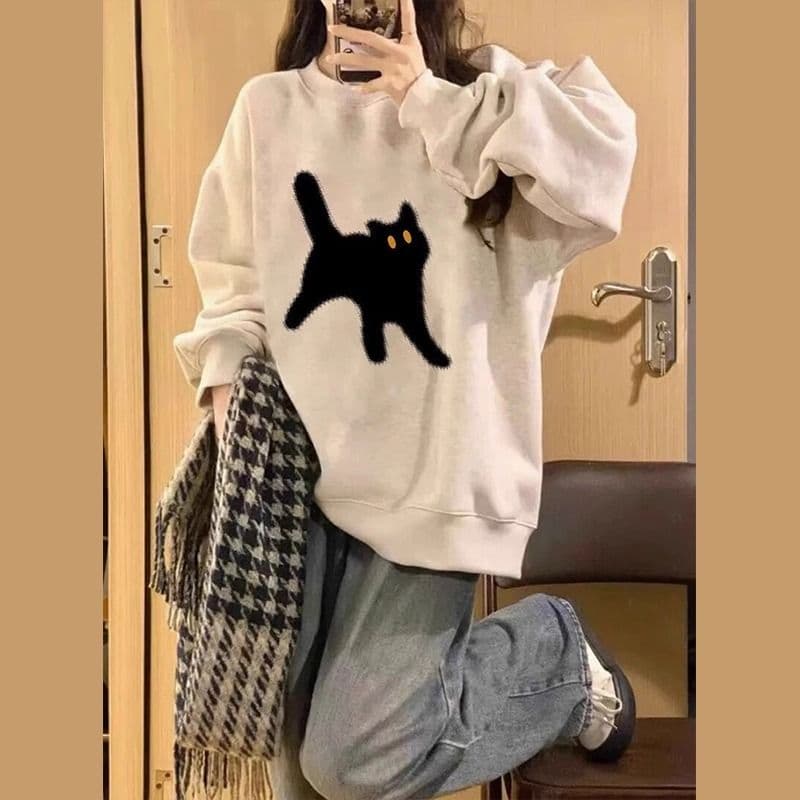 경관 그림 모방 Mianhua 면 복합 얇은 스타일 310g 털이 있는 400g 라운드 넥 후드티 여성 가을 겨울 국경 간 조수 브랜드 맨위 상세 이미지 2