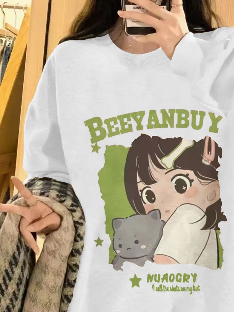 경관 그림 모방 Mianhua 면 복합 얇은 스타일 310g 털이 있는 400g 라운드 넥 후드티 여성 가을 겨울 국경 간 조수 브랜드 맨위 상세 이미지 7