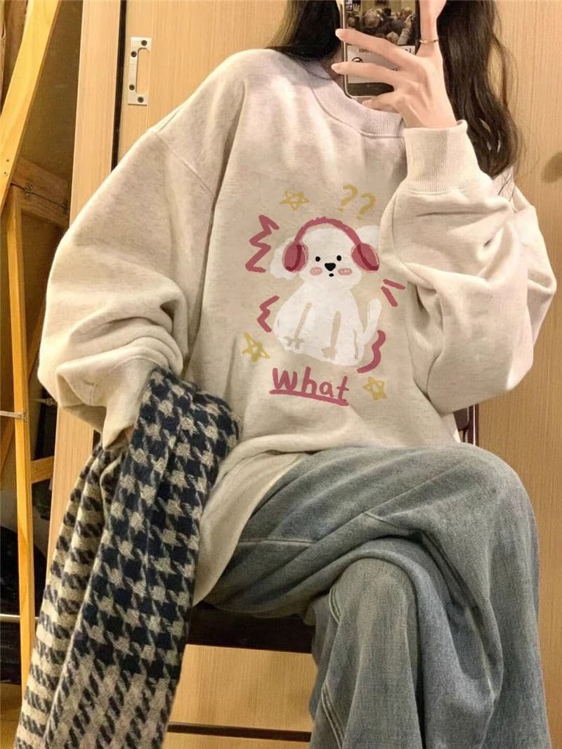 경관 그림 모방 Mianhua 면 복합 얇은 스타일 310g 털이 있는 400g 라운드 넥 후드티 여성 가을 겨울 국경 간 조수 브랜드 맨위 상세 이미지 3