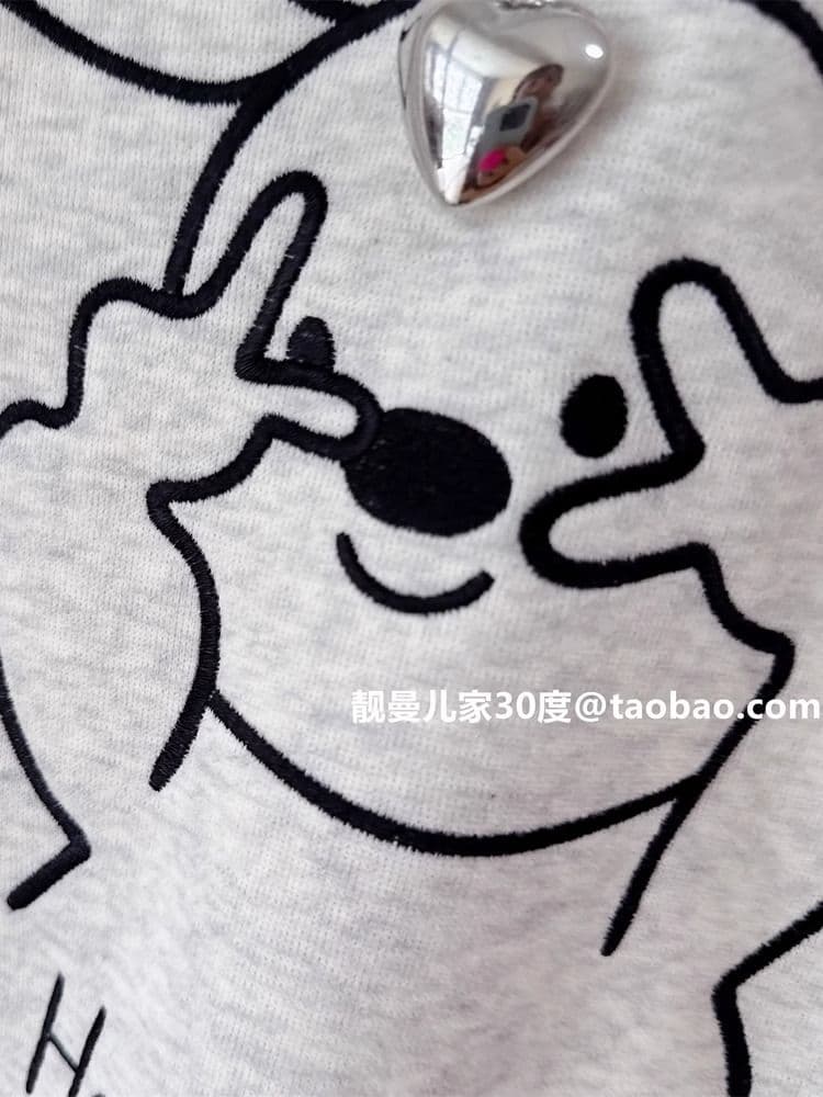 경관 그림 모방 Mianhua 면 복합 얇은 스타일 310g 털이 있는 400g 라운드 넥 후드티 여성 가을 겨울 국경 간 조수 브랜드 맨위 상세 이미지 6