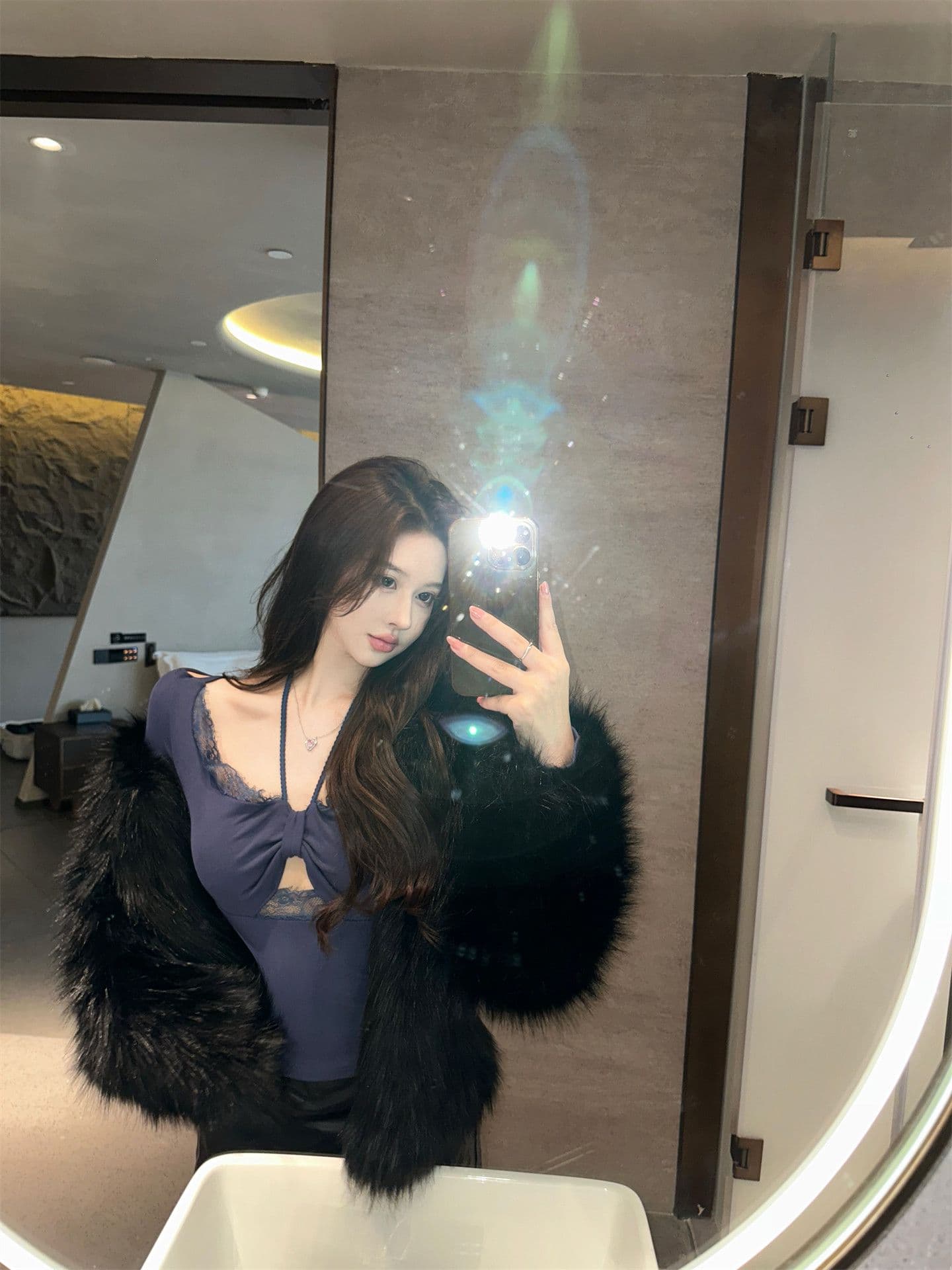 달콤한 욕망 교사 레이스 조각 벨트 가슴 패드 행침 목 티셔츠 비틀림 기본 셔츠 상세 이미지 14
