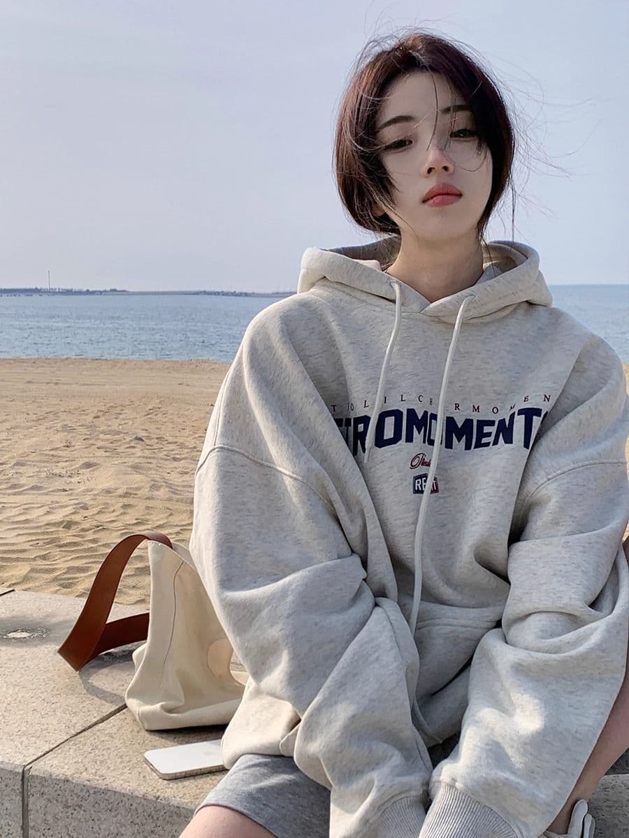 경관 그림 2026 모방 Mianhua 면 복합 얇은 스타일 310g 털이 있는 400g 후드 티 스웨터 여성 가을 겨울 조수 브랜드 맨위 상세 이미지 2