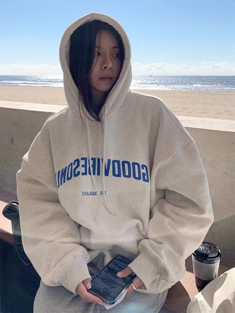 경관 그림 2026 모방 Mianhua 면 복합 얇은 스타일 310g 털이 있는 400g 후드 티 스웨터 여성 가을 겨울 조수 브랜드 맨위 상세 이미지 2