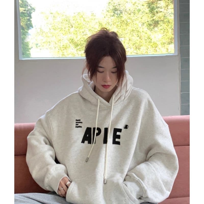 경관 그림 2026 모방 Mianhua 면 복합 얇은 스타일 310g 털이 있는 400g 후드 티 스웨터 여성 가을 겨울 조수 브랜드 맨위 상세 이미지 2