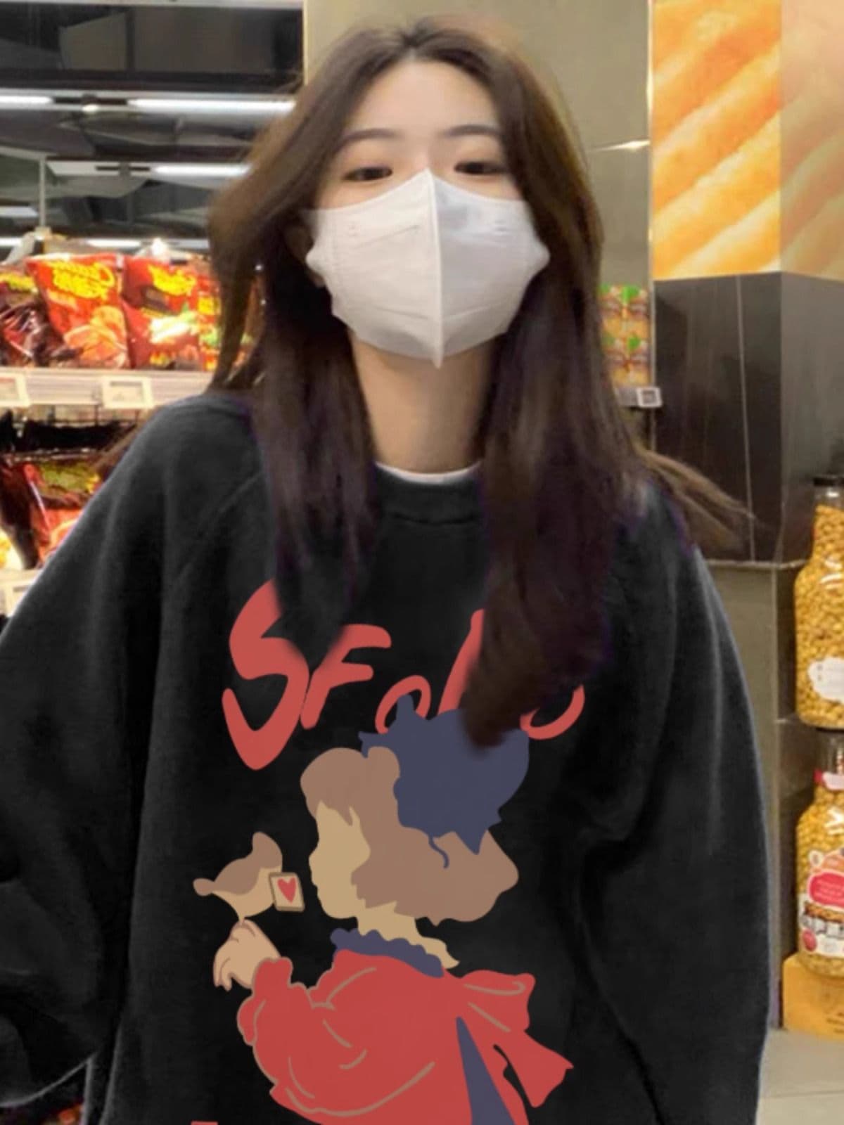 경관 그림 모방 Mianhua 면 복합 얇은 스타일 310g 털이 있는 400g 라운드 넥 후드티 여성 가을 겨울 국경 간 조수 브랜드 맨위