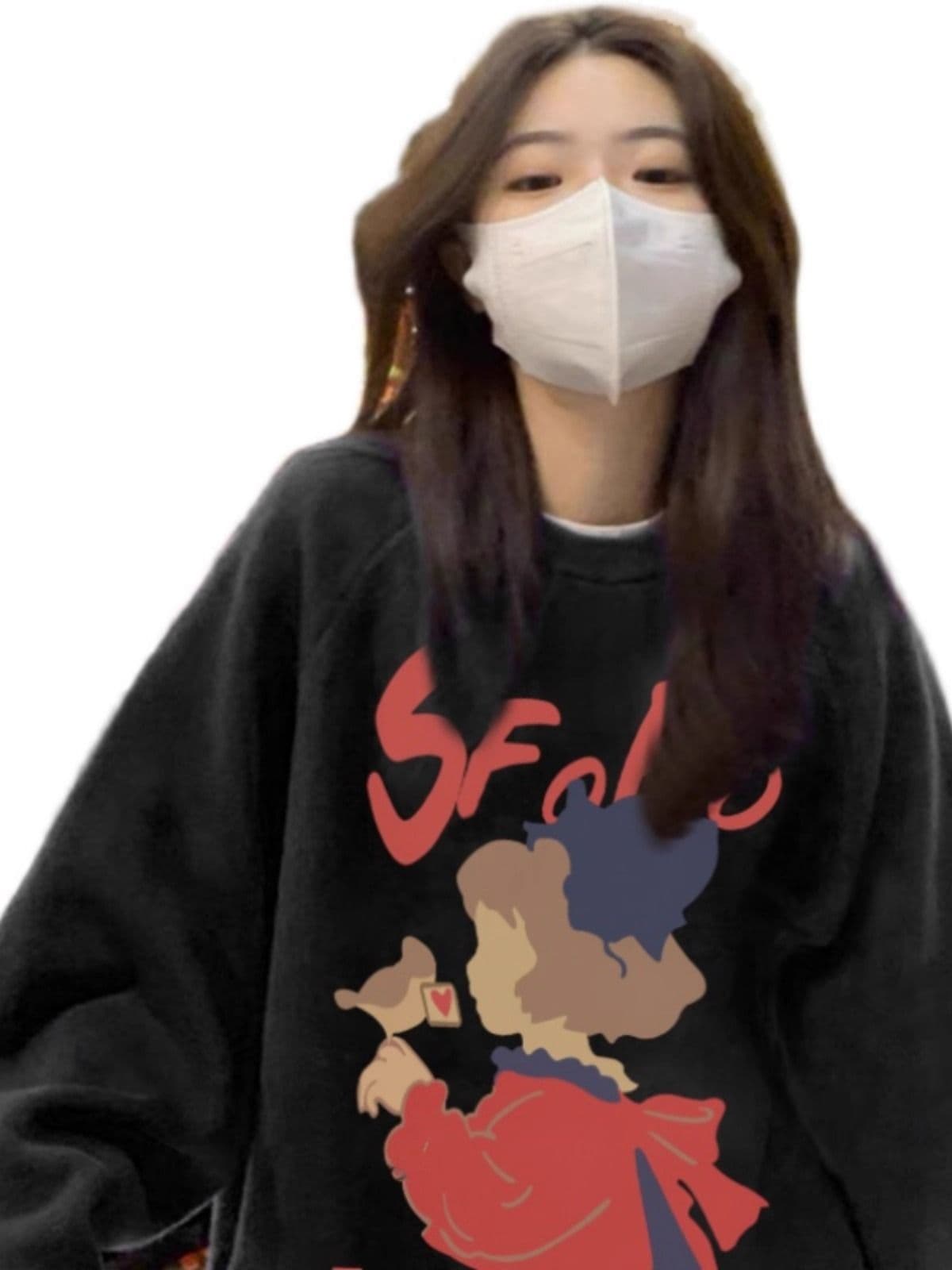 경관 그림 모방 Mianhua 면 복합 얇은 스타일 310g 털이 있는 400g 라운드 넥 후드티 여성 가을 겨울 국경 간 조수 브랜드 맨위 이미지 4
