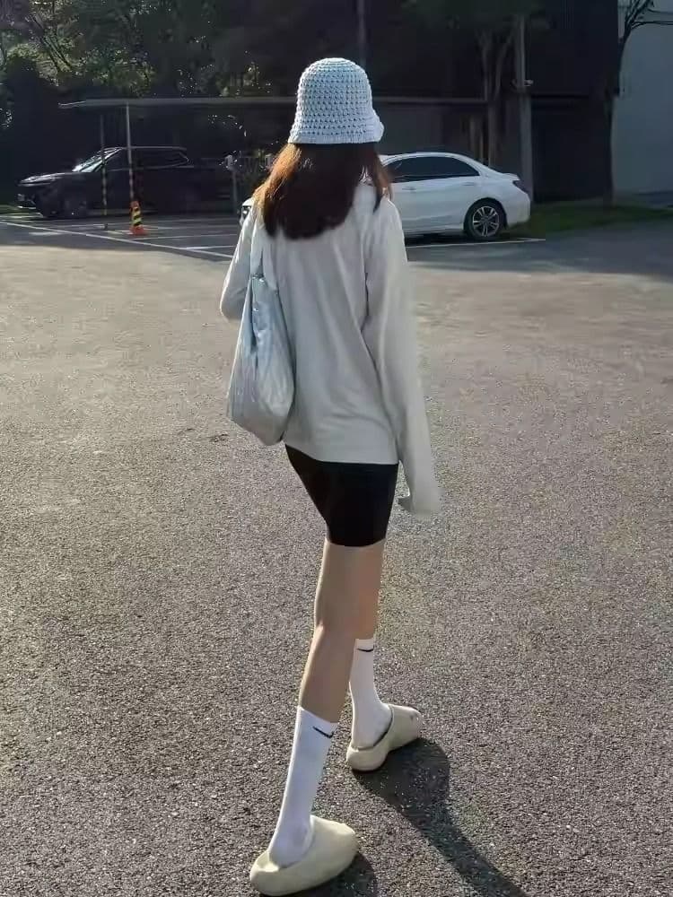 경관 그림 21 순면 210 그램 면 2026 한국 스타일 가을 의상 긴팔 티셔츠 여성 루즈핏 맨위 프린트 상세 이미지 5
