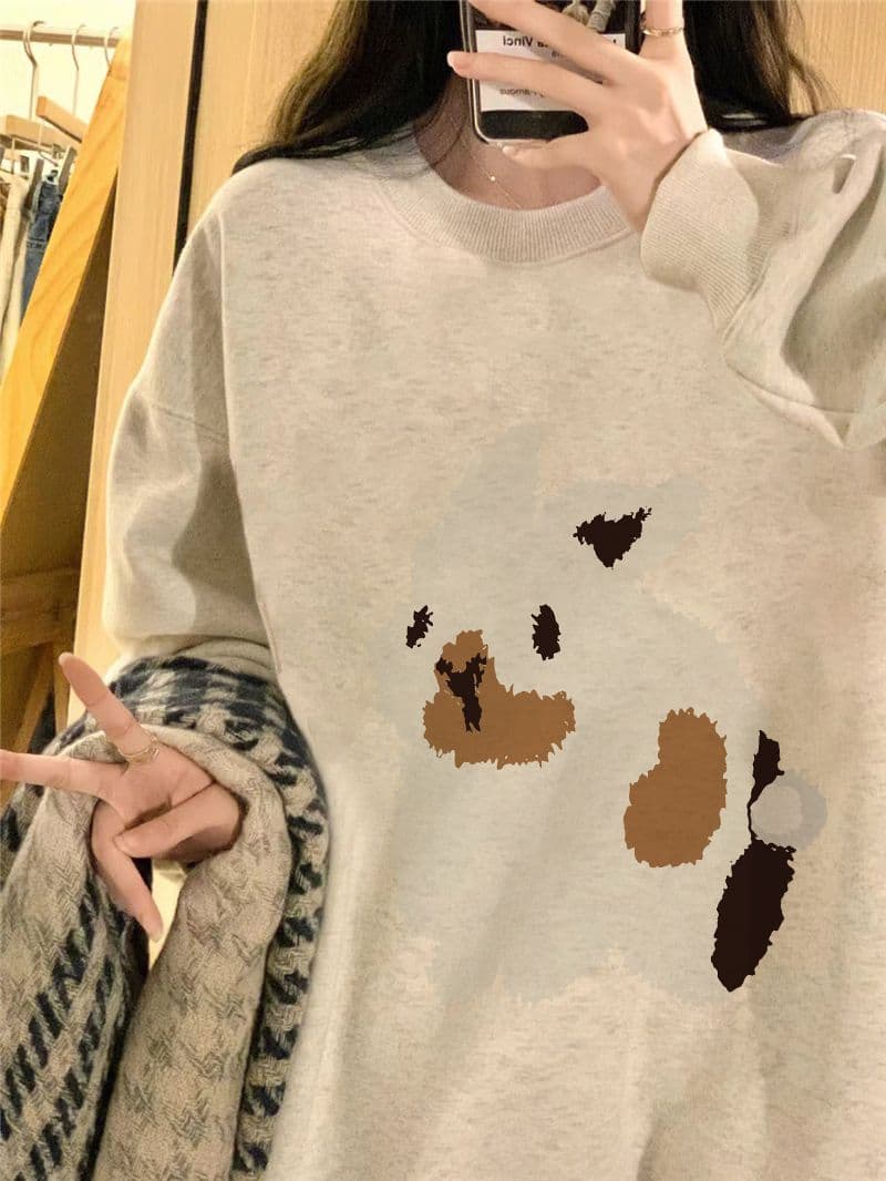 경관 그림 모방 Mianhua 면 복합 얇은 스타일 310g 털이 있는 400g 라운드 넥 후드티 여성 가을 겨울 국경 간 조수 브랜드 맨위 상세 이미지 6