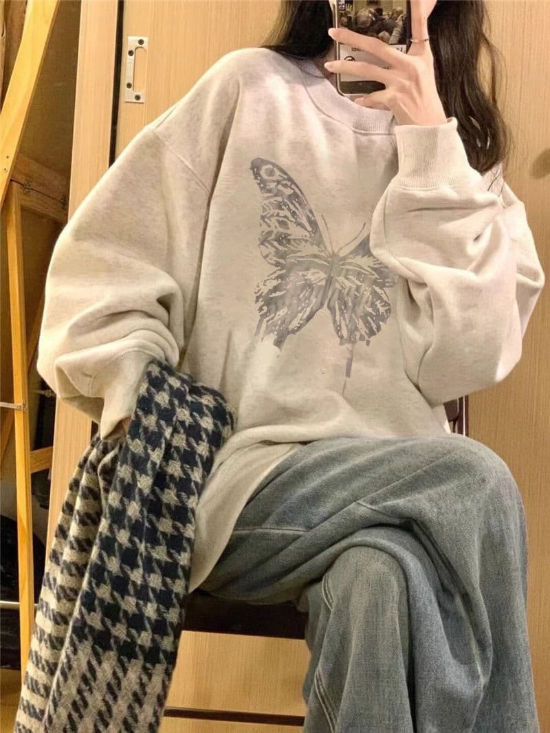 경관 그림 모방 Mianhua 면 복합 얇은 스타일 310g 털이 있는 400g 라운드 넥 후드티 여성 가을 겨울 국경 간 조수 브랜드 맨위 상세 이미지 5
