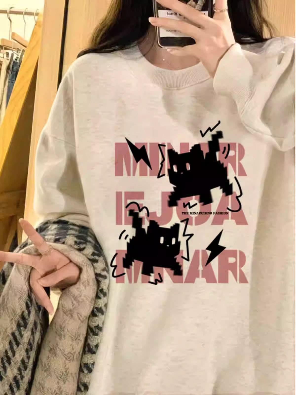 경관 그림 모방 Mianhua 면 복합 얇은 스타일 310g 털이 있는 400g 라운드 넥 후드티 여성 가을 겨울 국경 간 조수 브랜드 맨위 상세 이미지 6