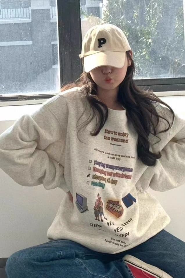 경관 그림 모방 Mianhua 면 복합 얇은 스타일 310g 털이 있는 400g 라운드 넥 후드티 여성 가을 겨울 국경 간 조수 브랜드 맨위 이미지 5