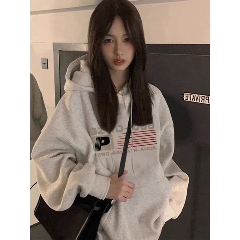 경관 그림 모방 Mianhua 면 복합 얇은 스타일 310g 털이 있는 400g 2026 후드 티 스웨터 여성 가을 겨울 맨위 상세 이미지 2