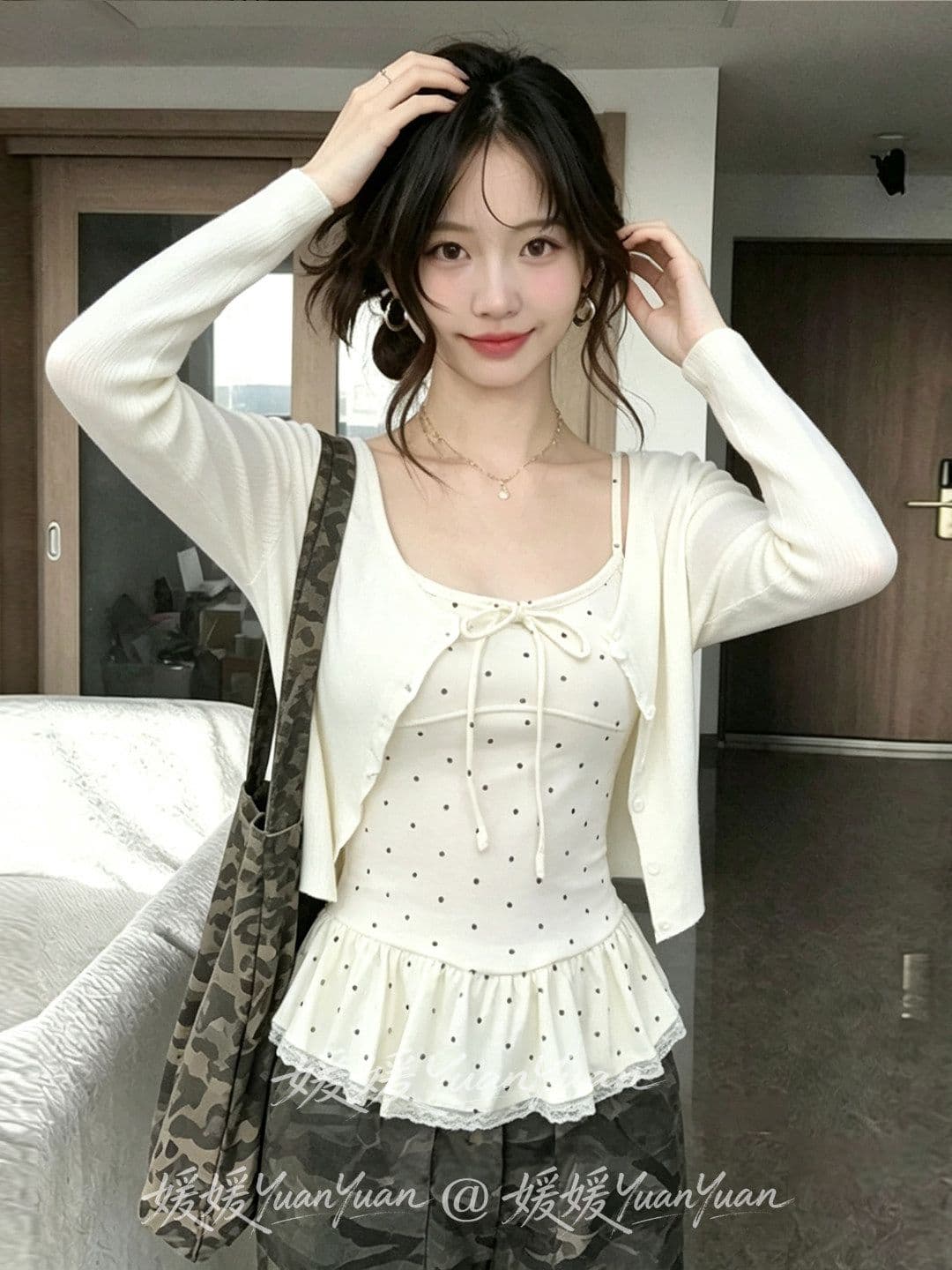 사람들 면 면 센스 4 2 한국 스타일 달콤한 스타일 도트 무늬 나만의 것을 가져와 라. 가슴 패드 ~ 중 캐미솔 인사이드 가져 가라. 만나는 스택 착용 맨위 상세 이미지 6