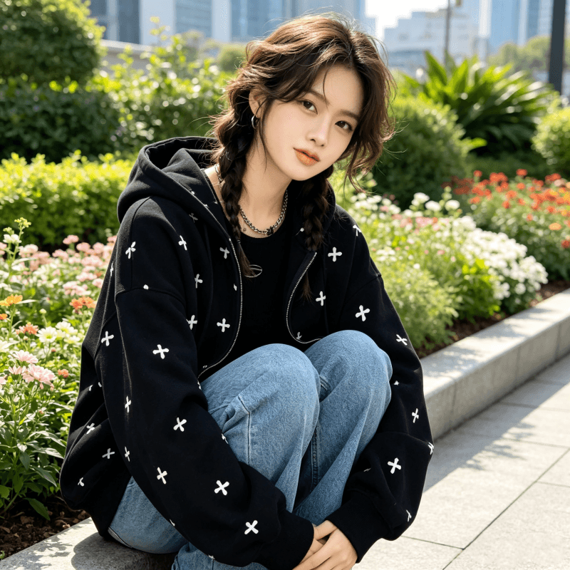 아메리칸 조수 브랜드 남녀 회색 후드 티 스웨터 여성 가을 2026 새로운 루즈핏 느긋한 바람 작은 대중 카디건 코트 상세 이미지 15