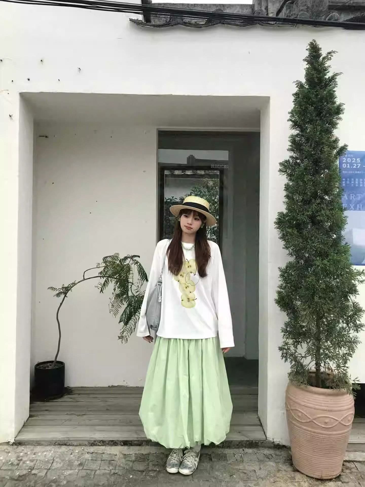 경관 그림 21 순면 210 그램 면 2026 한국 스타일 가을 의상 긴팔 티셔츠 여성 루즈핏 맨위 프린트 상세 이미지 5