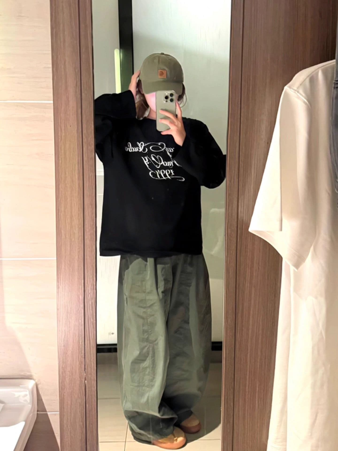 경관 그림 21 순면 210 그램 면 2026 한국 스타일 가을 의상 긴팔 티셔츠 여성 루즈핏 맨위 프린트 상세 이미지 6