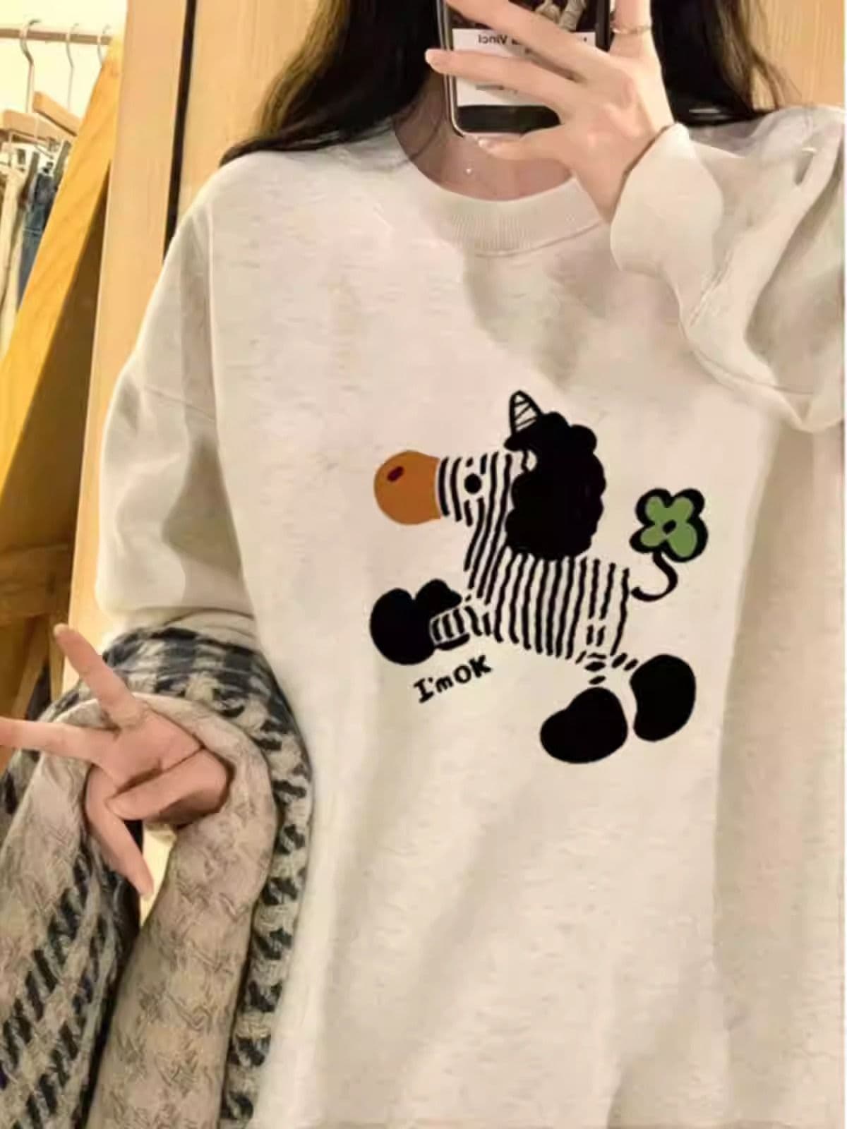 경관 그림 모방 Mianhua 면 복합 얇은 스타일 310g 털이 있는 400g 라운드 넥 후드티 여성 가을 겨울 국경 간 조수 브랜드 맨위 상세 이미지 6