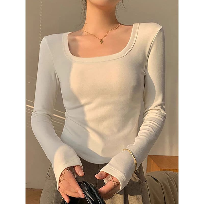 경관 그림 260 그램 모달 리브 연삭 털 핫걸 기본 셔츠 여성 인사이드 가져 가라. 봄 가을 겨울 털이 있고 두꺼운 긴팔 티셔츠