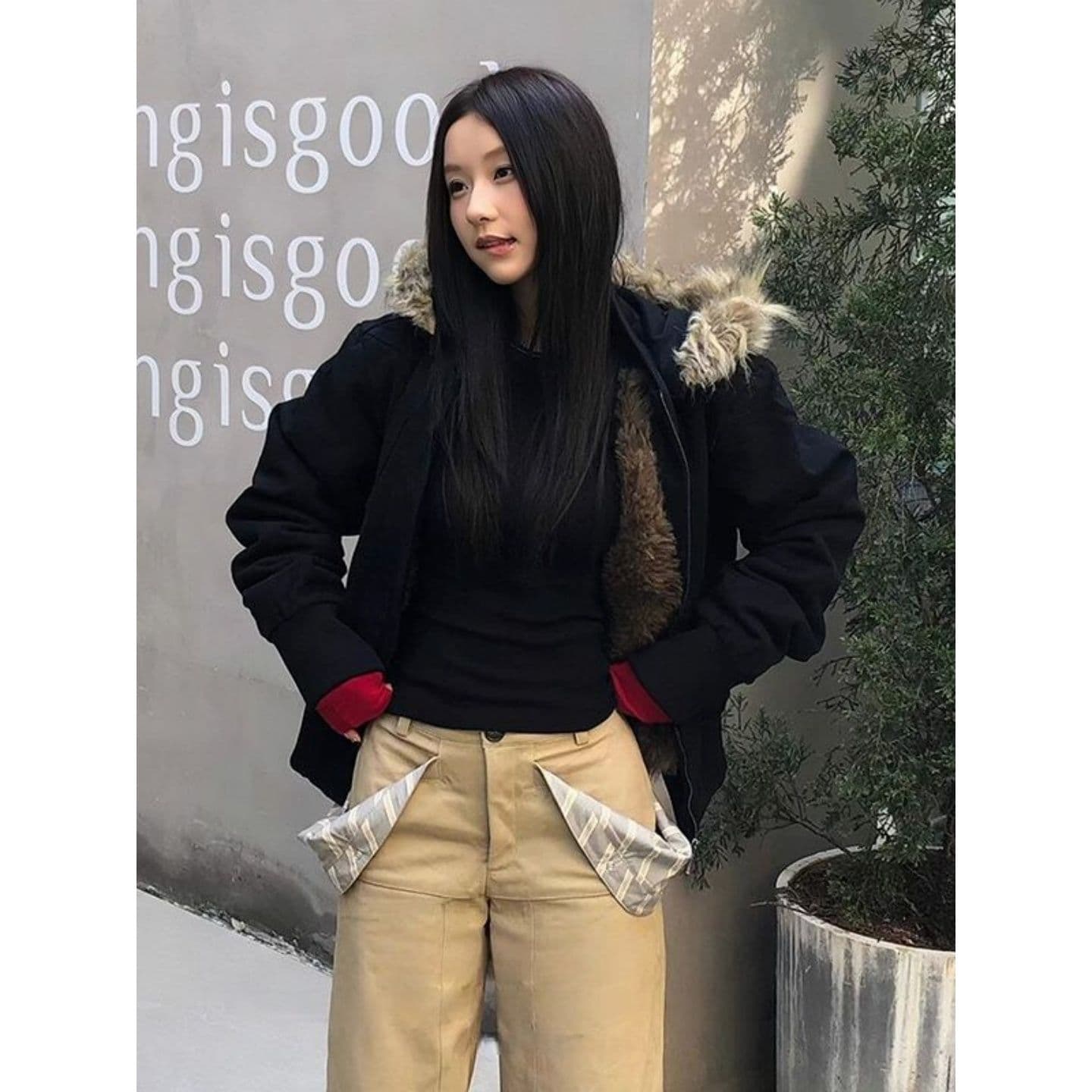 경관 그림 와 사고 방식 모달 260 그램 12026 가을 겨울 핫걸 작은 대중 디자인 몸매 가꾸기 기본 셔츠 맨위 여성 상세 이미지 6