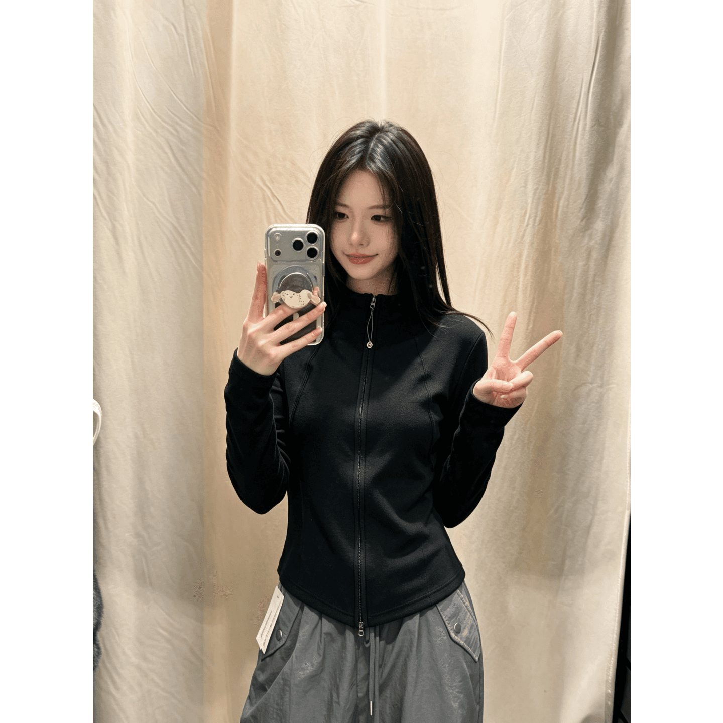 리브 De 플러시 270 그램 1 1 한국 스타일 가을 겨울 몸매 가꾸기 슬림해 보이는 보온 단색 오픈 가디건 짧은 외투