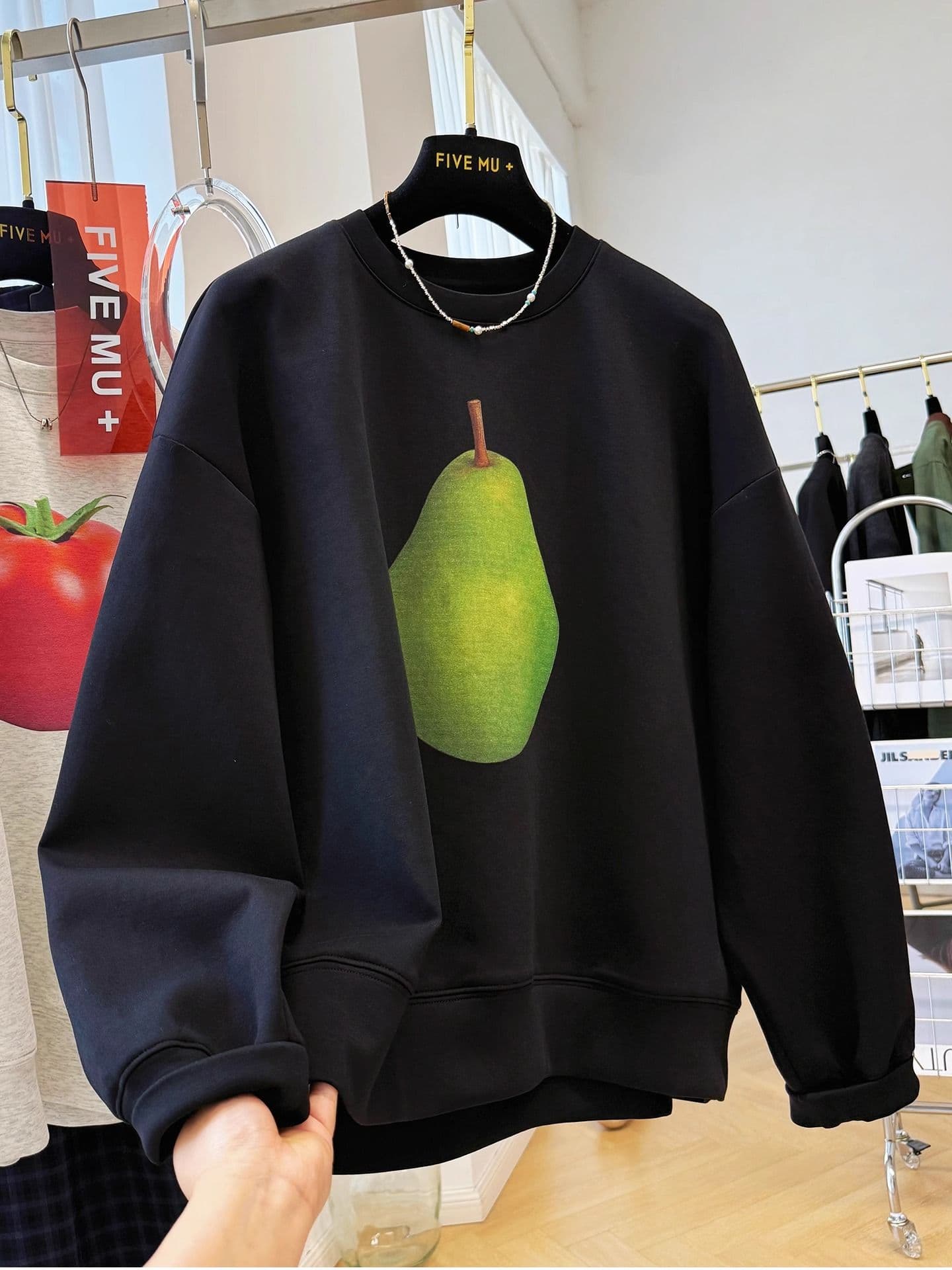 경관 그림 모방 Mianhua 면 복합 얇은 스타일 310g 털이 있는 400g 라운드 넥 후드티 여성 가을 겨울 국경 간 조수 브랜드 맨위 상세 이미지 5