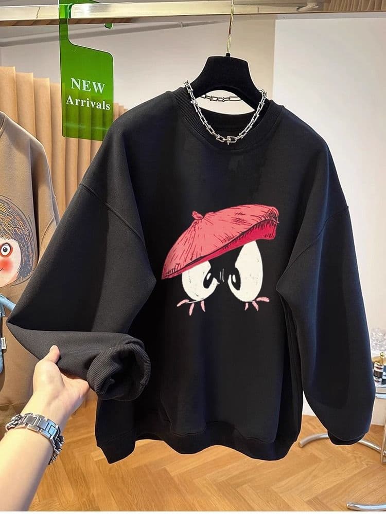 경관 그림 모방 Mianhua 면 복합 얇은 스타일 310g 털이 있는 400g 라운드 넥 후드티 여성 가을 겨울 국경 간 조수 브랜드 맨위 상세 이미지 2