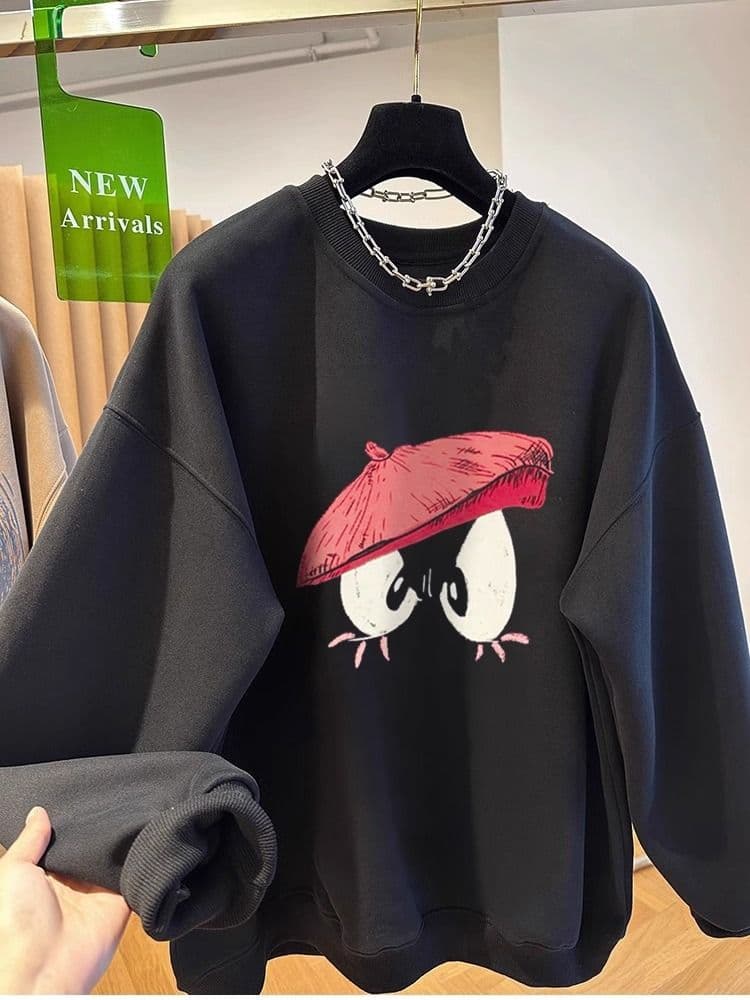 경관 그림 모방 Mianhua 면 복합 얇은 스타일 310g 털이 있는 400g 라운드 넥 후드티 여성 가을 겨울 국경 간 조수 브랜드 맨위 상세 이미지 6