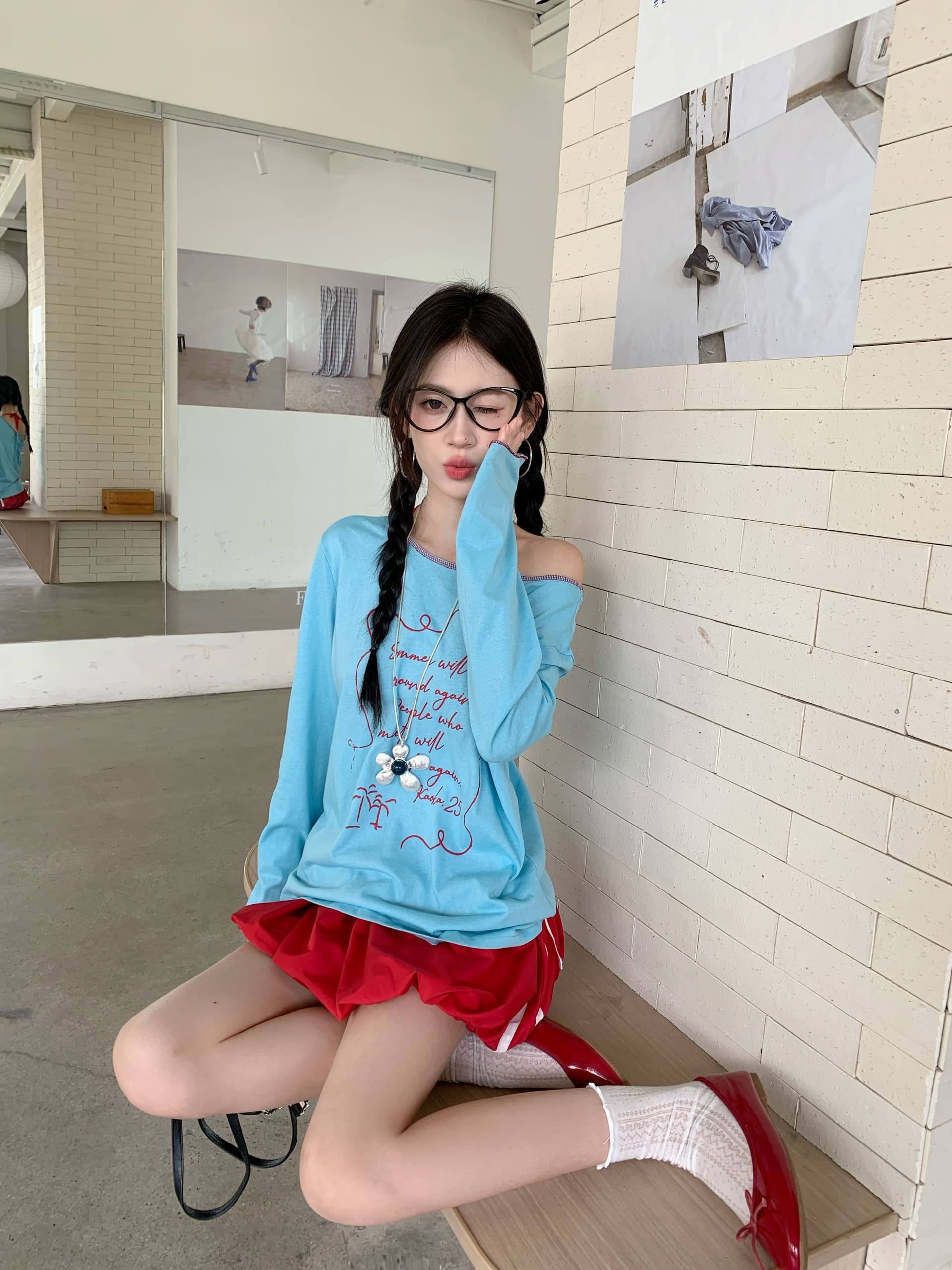 리넨 면화 한국 스타일 새로운 벨트 가슴 패드 휴가 바람 세트 비스듬한 어깨 긴팔 티셔츠 인사이드 가져 가라. 행침 목 캐미솔 상세 이미지 11
