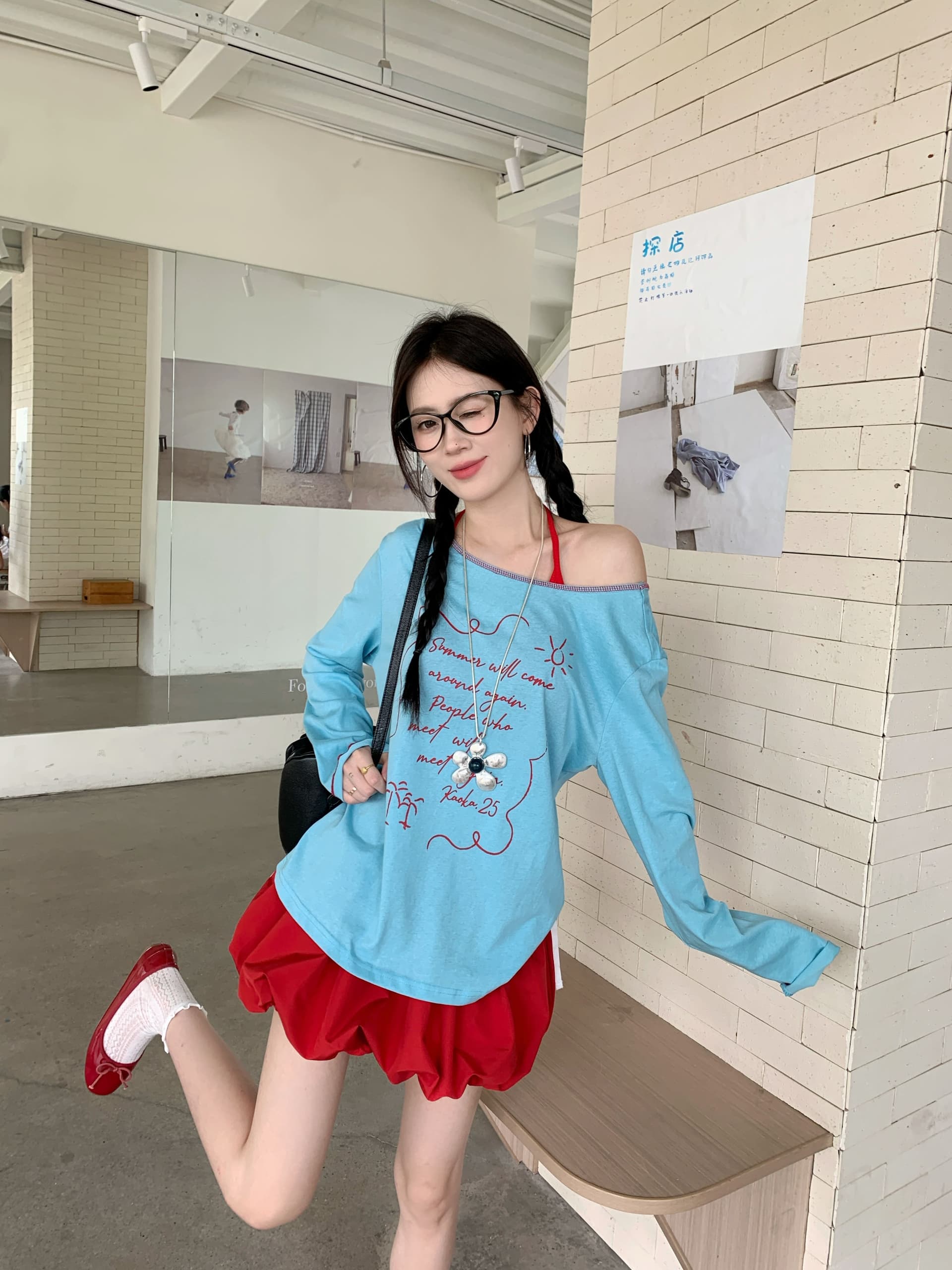리넨 면화 한국 스타일 새로운 벨트 가슴 패드 휴가 바람 세트 비스듬한 어깨 긴팔 티셔츠 인사이드 가져 가라. 행침 목 캐미솔 상세 이미지 13