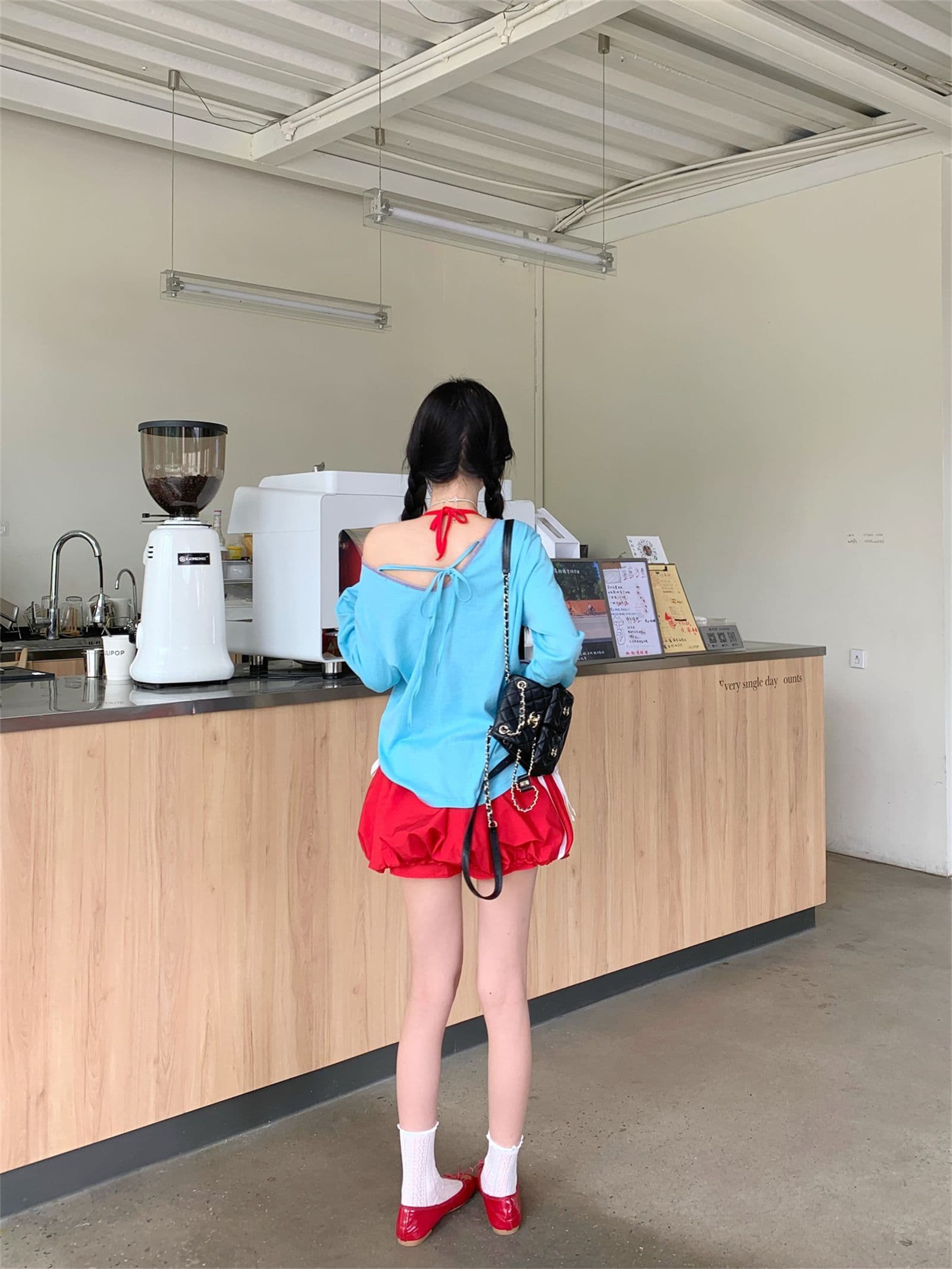 리넨 면화 한국 스타일 새로운 벨트 가슴 패드 휴가 바람 세트 비스듬한 어깨 긴팔 티셔츠 인사이드 가져 가라. 행침 목 캐미솔 상세 이미지 19
