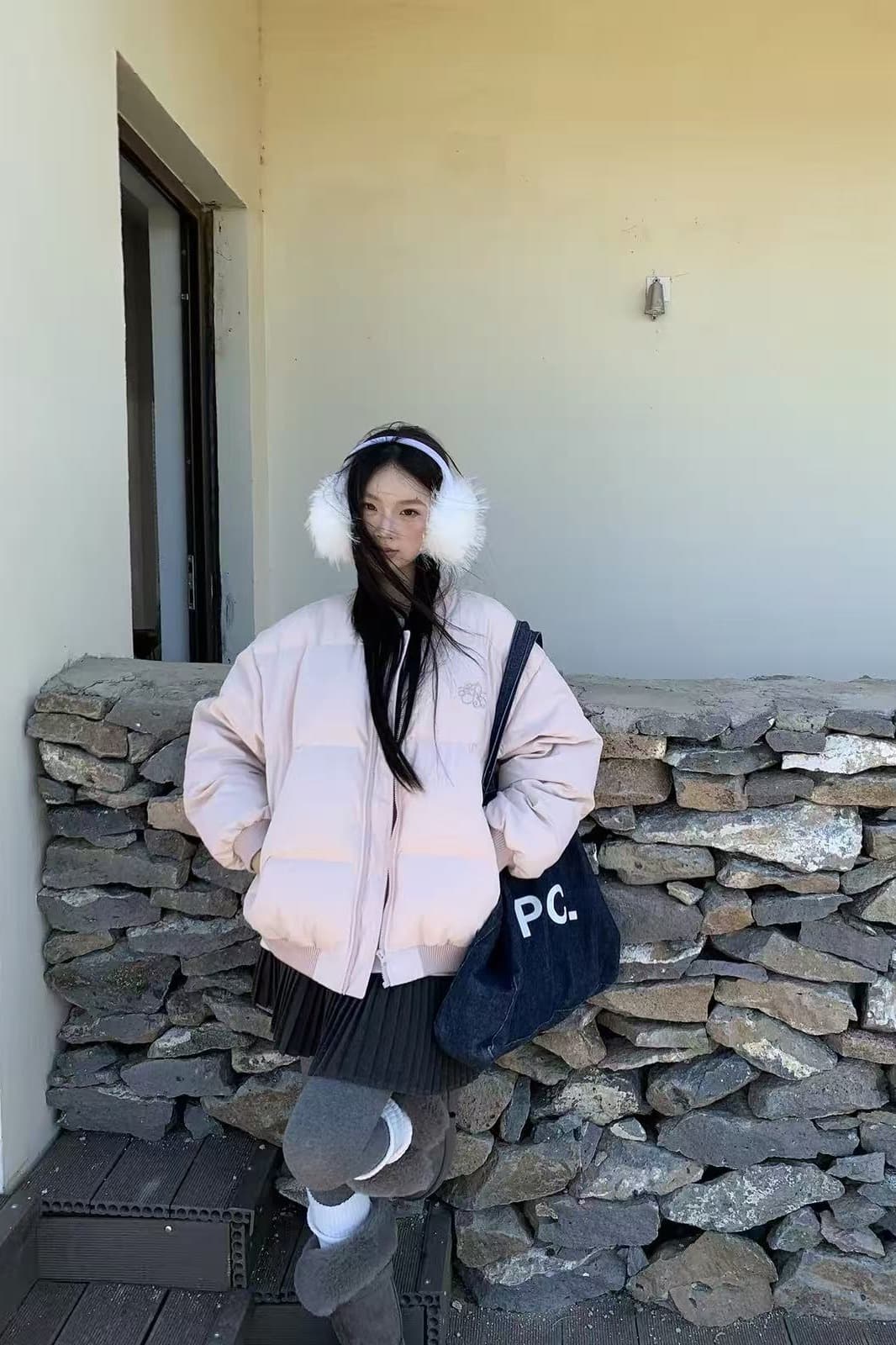 레드 맨 파빌리온 다운 재킷 여자 겨울 2026 새로운 자이언트 잘 생긴 ~ 중 쇼트 스타일 핑크색 캐주얼 재킷 야구 유니폼 이미지 6