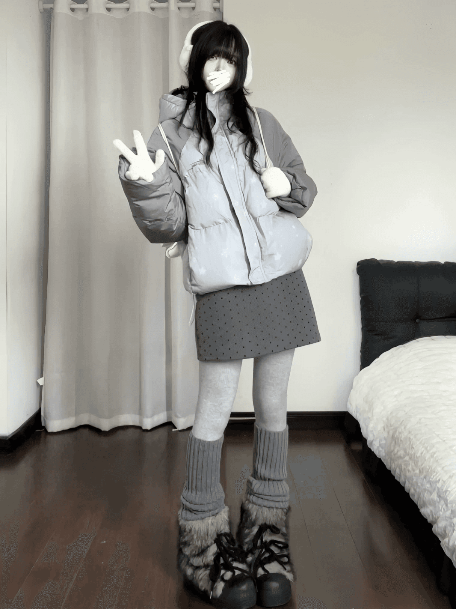 아메리칸 스탠드 칼라 별 쇼트 스타일 면 의류 삽입 어깨 여성 겨울 루즈핏 두꺼운 보온 빵 외투 상세 이미지 6