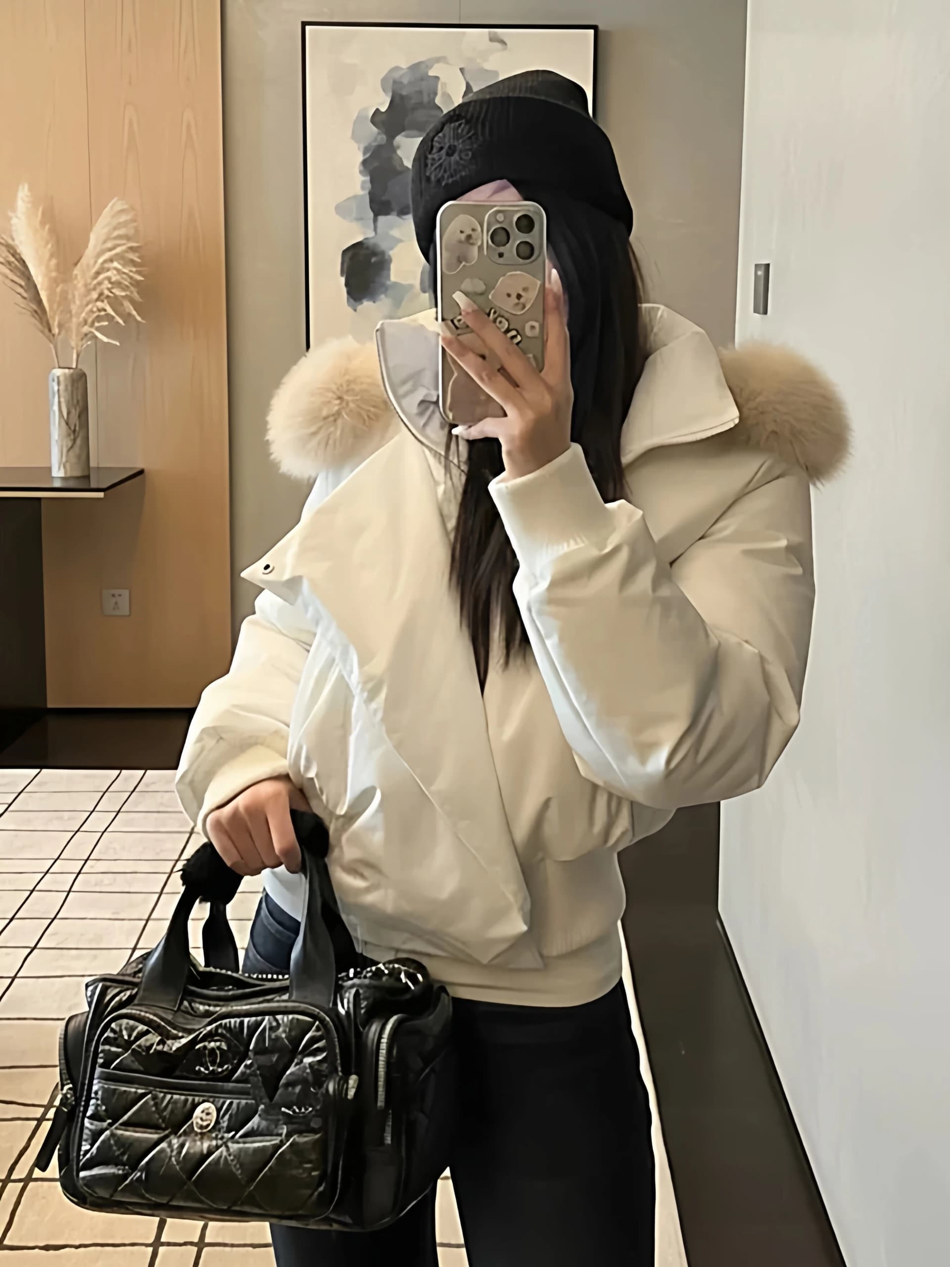 블루스 순간 여우 모피 칼라 쇼트 스타일 자이언트 잘 생긴 다운 재킷 여성 머저리 작은 키 재킷 새로운 코튼 자켓