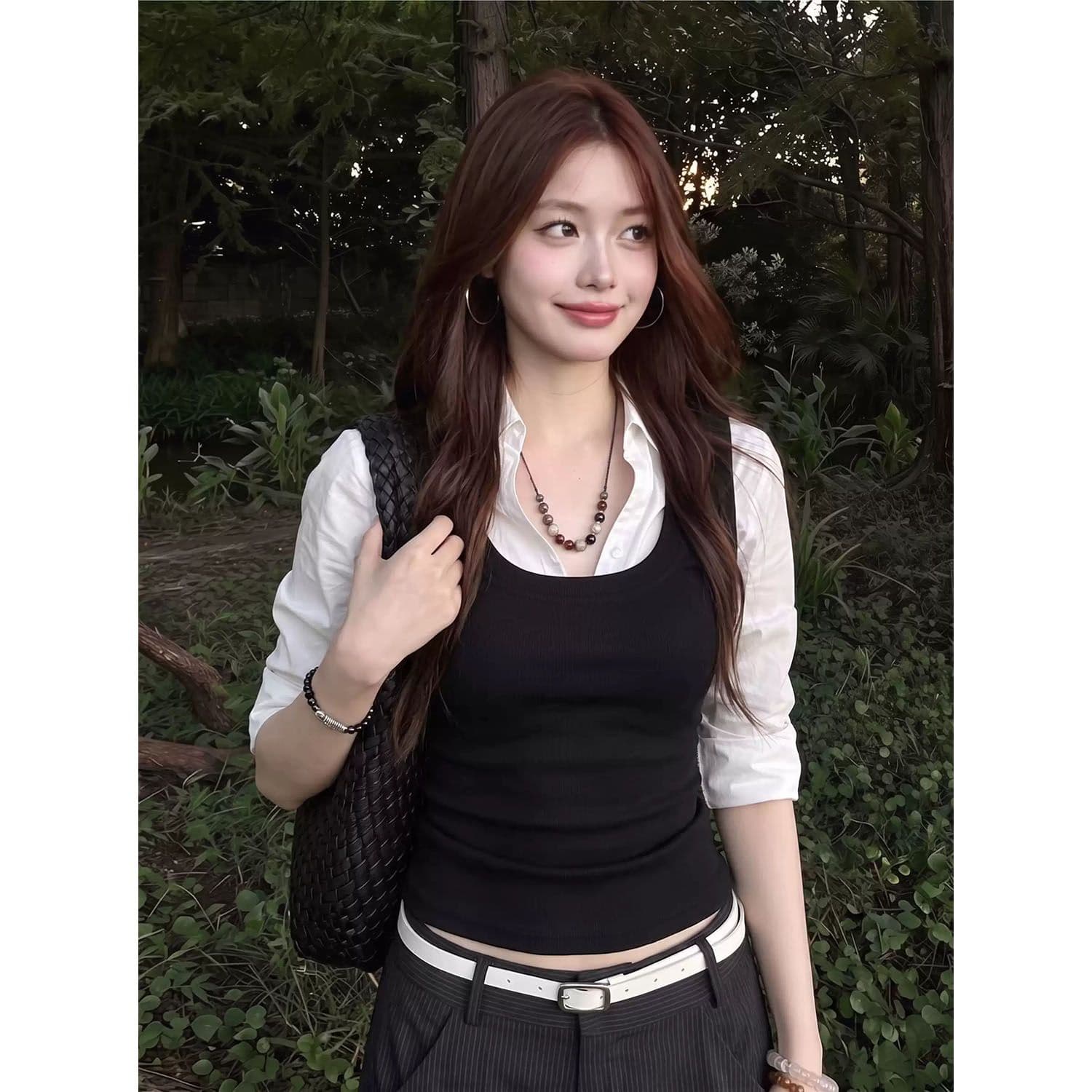 원본 것 한국 스타일 여성 셔츠 이른 가을 프랑스식 맨위 페이크 레이어드 긴팔 허리 수축 핫걸 자이언트 잘 생긴 셔츠 상세 이미지 2