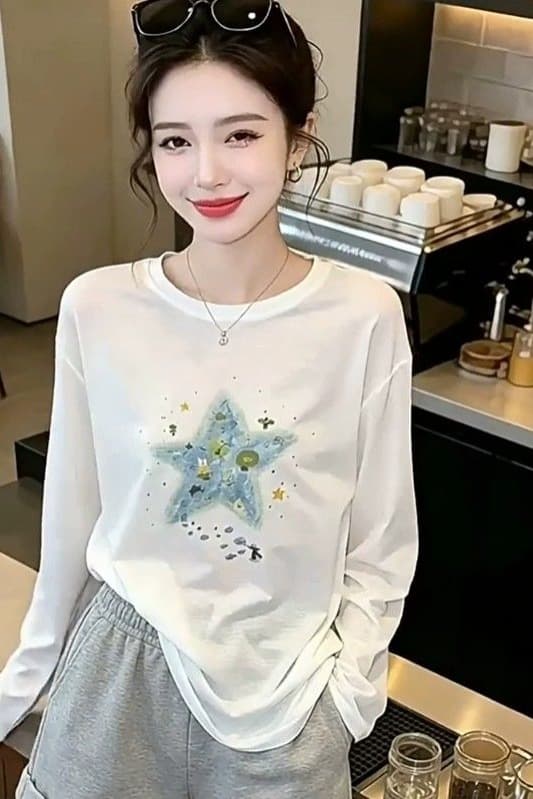차가운 센스 라이 경기 서울 통기성 블라우스 긴팔 티셔츠 여성 의류 2026 가을 새로운 느슨함 센스 얇은 스타일 루즈핏 맨위 이미지 6