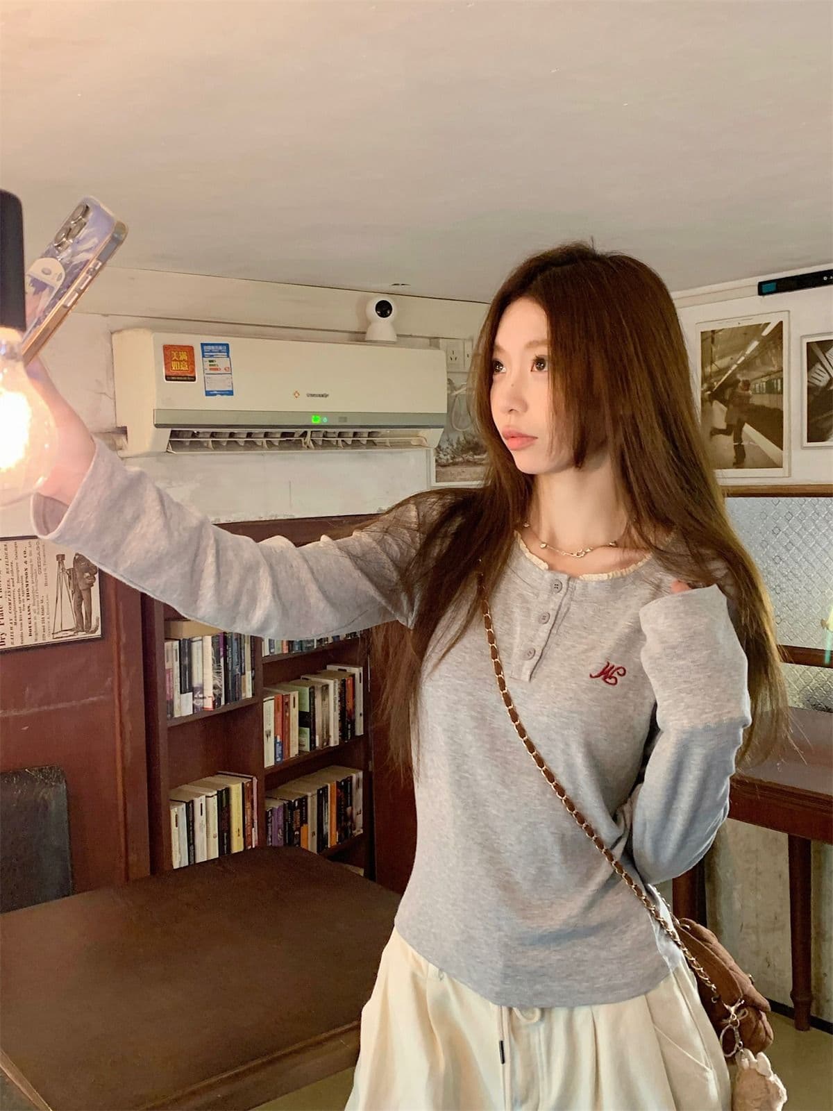 리브 De 플러시 280 그램 원본 것 핫걸 레이스 라운드 넥 긴팔 티셔츠 여성 가을 기본 셔츠 인사이드 가져 가라. 상세 이미지 12