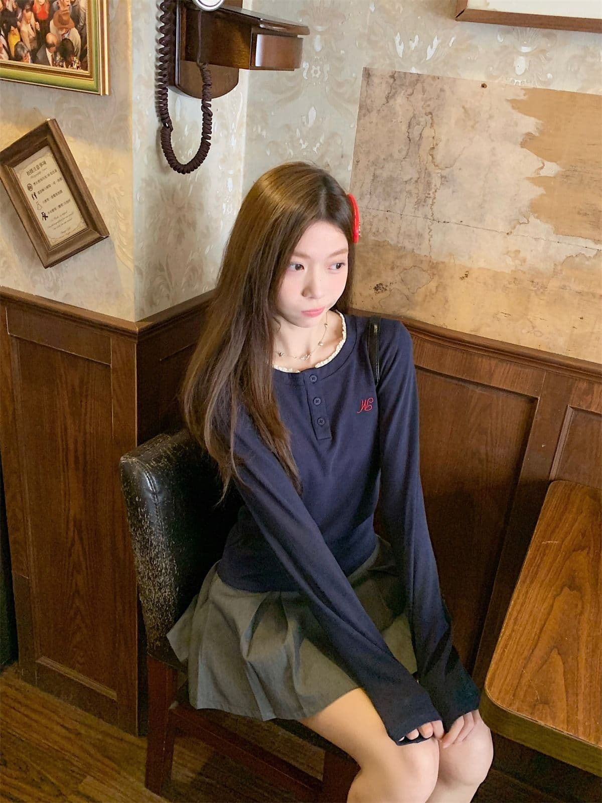 리브 De 플러시 280 그램 원본 것 핫걸 레이스 라운드 넥 긴팔 티셔츠 여성 가을 기본 셔츠 인사이드 가져 가라. 상세 이미지 18