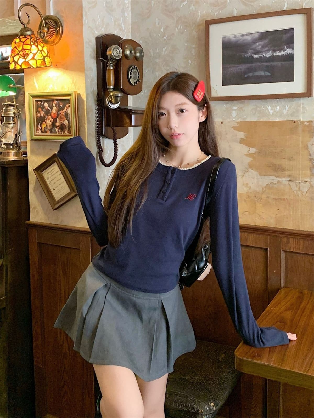 리브 De 플러시 280 그램 원본 것 핫걸 레이스 라운드 넥 긴팔 티셔츠 여성 가을 기본 셔츠 인사이드 가져 가라. 상세 이미지 22