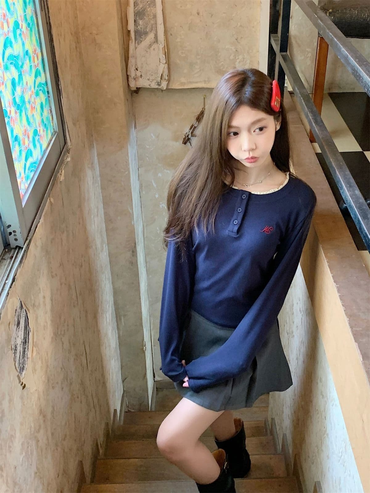 리브 De 플러시 280 그램 원본 것 핫걸 레이스 라운드 넥 긴팔 티셔츠 여성 가을 기본 셔츠 인사이드 가져 가라. 상세 이미지 23
