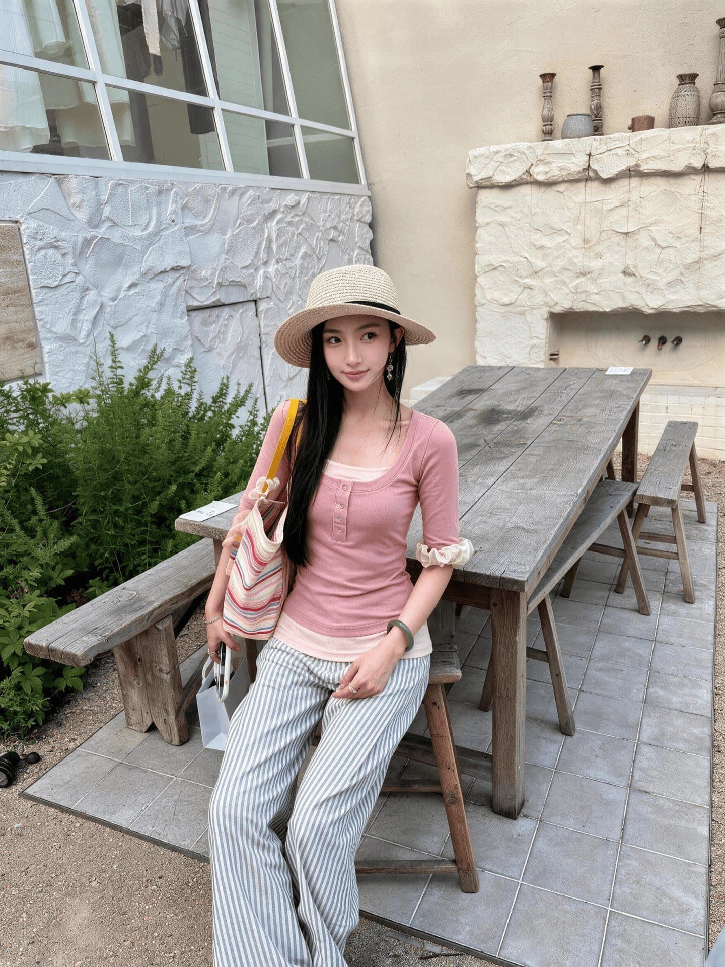한 부서 핫걸 화이트 도트 무늬 스트랩 긴팔 티셔츠 여성 가을 레이스 치마 스택 착용 기본 셔츠 맨위 상세 이미지 6