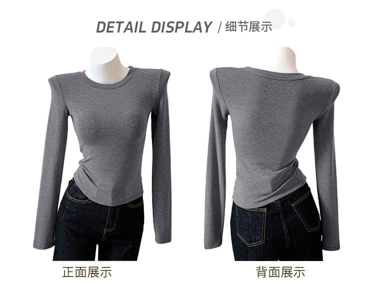 260 그램 모달 사람들 면 핫걸 긍정적 인 어깨 라운드 넥 긴팔 기본 셔츠 티셔츠 여성 봄 가을 맨위 인사이드 가져 가라. 상세 이미지 7
